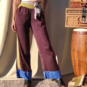 Aerie boho wide leg pants patchwork Colorblock  flare